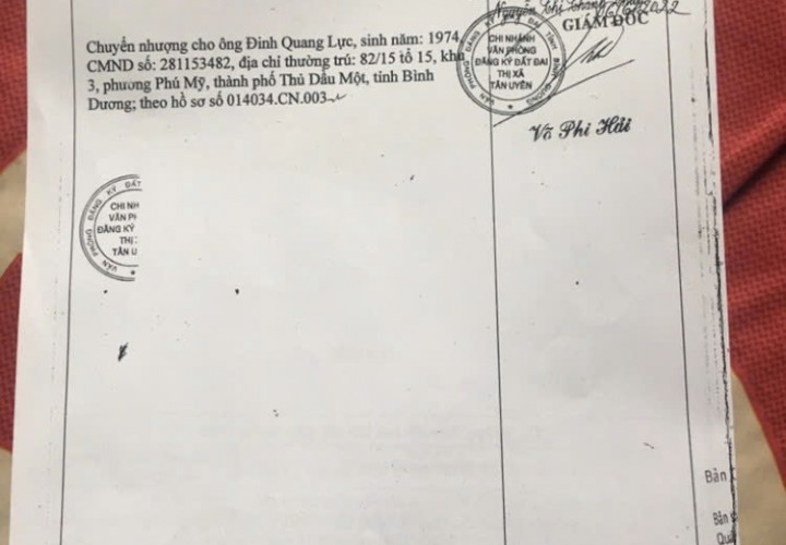 CHÍNH CHỦ CẦN BÁN NHANH LÔ ĐẤT  TẠI Thị xã Tân Uyên, tỉnh Bình Dương