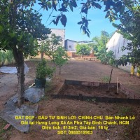 ĐẤT ĐẸP - ĐẦU TƯ SINH LỜI- CHÍNH CHỦ  Bán Nhanh Lô Đất tại Hưng Long Xã An Phú Tây Bình Chánh, HCM