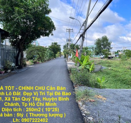 GIÁ TỐT - CHÍNH CHỦ Cần Bán Nhanh Lô Đất Đẹp Vị Trí Tại Huyện Bình Chánh, TP HCM