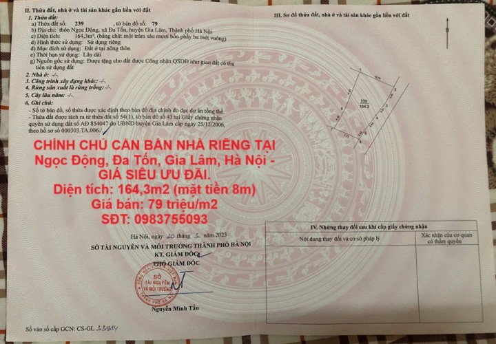 CHÍNH CHỦ CẦN BÁN NHÀ RIÊNG TẠI Ngọc Động, Đa Tốn, Gia Lâm, Hà Nội - GIÁ SIÊU ƯU ĐÃI.