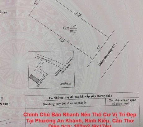 Chính Chủ Bán Nhanh Nền Thổ Cư Vị Trí Đẹp Tại Phường An Khánh, Ninh Kiều, Cần Thơ
