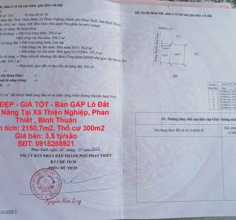 ĐẤT ĐẸP - GIÁ TỐT - Bán GẤP Lô Đất Tiềm Năng Tại Xã Thiện Nghiệp, Phan Thiết , Bình Thuận