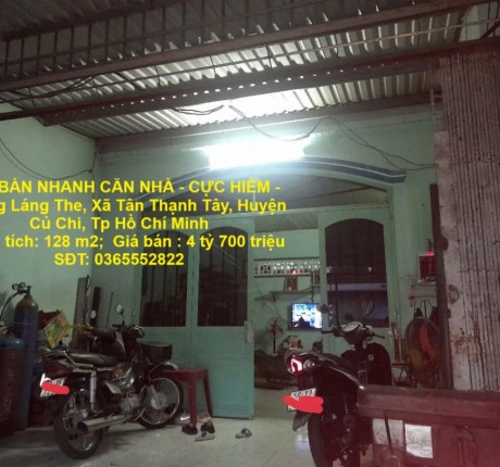CẦN BÁN NHANH CĂN NHÀ - CỰC HIẾM - Đường Láng The, Xã Tân Thạnh Tây, Huyện Củ Chi, Tp Hồ Chí Minh