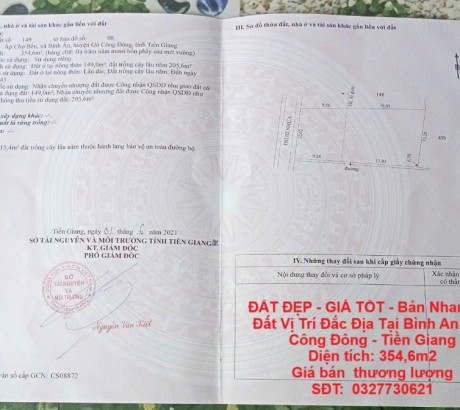 ĐẤT ĐẸP - GIÁ TỐT - Bán Nhanh Lô Đất Vị Trí Đắc Địa Tại Bình Ân - Gò Công Đông - Tiền Giang