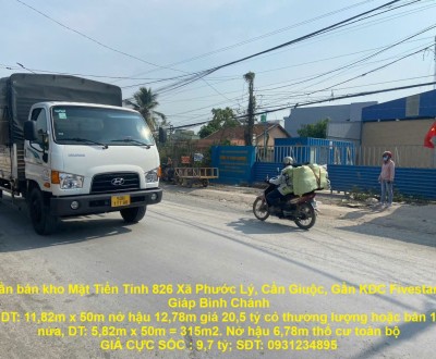 Cần bán kho Mặt Tiền Tỉnh 826  Xã Phước Lý, Cần Giuộc, Gần KDC Fivestar 1 Giáp Bình Chánh
