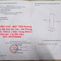 ĐẤT CHÍNH CHỦ - MẶT TIỀN Đường Tân Nam Mỹ Đức An Lão - Hải Phòng