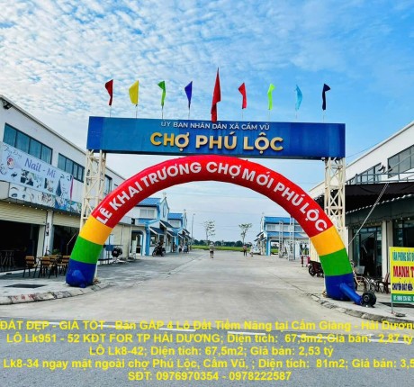 ĐẤT ĐẸP - GIÁ TỐT - Bán GẤP 4 Lô Đất Tiềm Năng tại Cẩm Giàng - Hải Dương