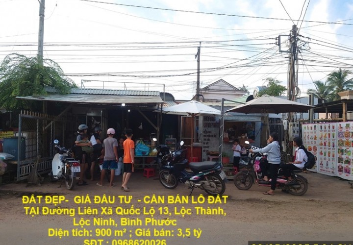 ĐẤT ĐẸP-  GIÁ ĐẦU TƯ  - CẦN BÁN LÔ ĐẤT TẠI Đường Liên Xã Quốc Lộ 13, Lộc Thành, Lộc Ninh, Bình Phước