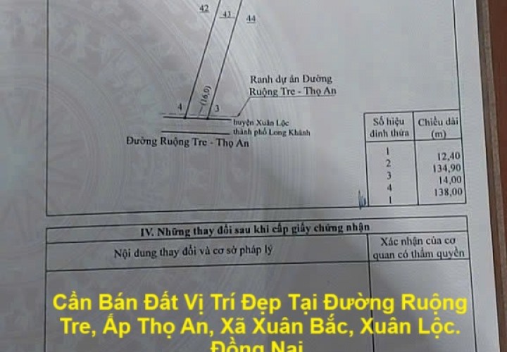 Cần Bán Đất Vị Trí Đẹp Tại Đường Ruộng Tre, Ấp Thọ An, Xã Xuân Bắc, Xuân Lộc. Đồng Nai.