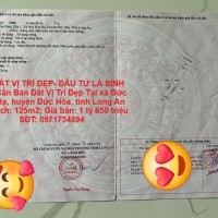 LÔ ĐẤT VỊ TRÍ ĐẸP- ĐẦU TƯ LÀ SINH LỜI- Cần Bán Đất Vị Trí Đẹp Tại huyện Đức Hòa, tỉnh Long An