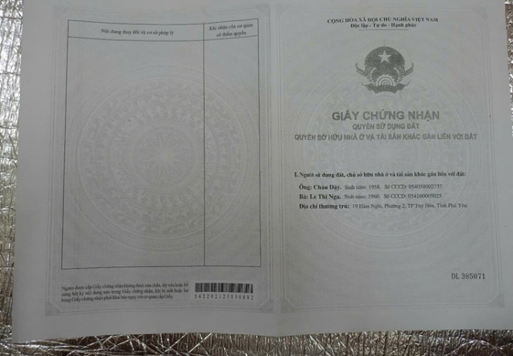 Chính Chủ Bán Nhanh Căn Nhà Vị Trí Đẹp ở 19 Hàm Nghi - Phường 2 - Tp Tuy Hoà - Phú Yên