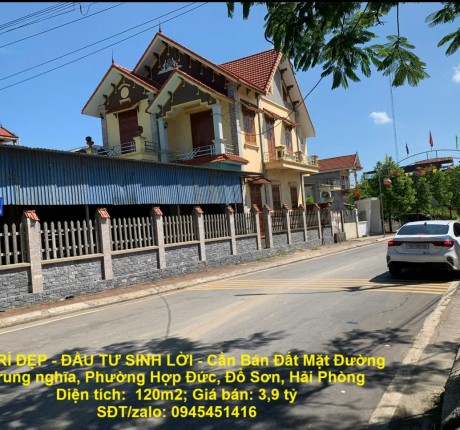 VỊ TRÍ ĐẸP - ĐẦU TƯ SINH LỜI - Cần Bán Đất Mặt Đường Trung nghĩa, Phường Hợp Đức, Đồ Sơn, Hải Phòng