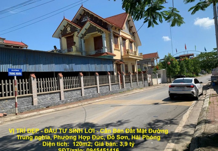 VỊ TRÍ ĐẸP - ĐẦU TƯ SINH LỜI - Cần Bán Đất Mặt Đường Trung nghĩa, Phường Hợp Đức, Đồ Sơn, Hải Phòng