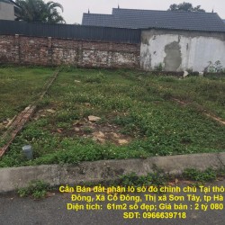 Cần Bán đất phân lô sổ đỏ chính chủ Tại thôn Triều Đông, Xã Cổ Đông, Thị xã Sơn Tây, tp Hà Nội