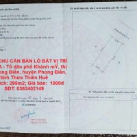 CHÍNH CHỦ CẦN BÁN LÔ ĐẤT VỊ TRÍ ĐẮC ĐỊA - huyện Phong Điền, THỪA THIÊN HUẾ