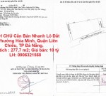CHÍNH CHỦ Cần Bán Nhanh Lô Đất Tại Phường Hòa Minh, Quận Liên Chiểu, TP Đà Nẵng.
