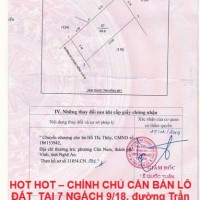 HOT HOT – CHÍNH CHỦ CẦN BÁN LÔ ĐẤT  TẠI 7 NGÁCH 9/18, đường Trần Tấn, P.Hưng Lộc TP. Vinh, Nghệ An