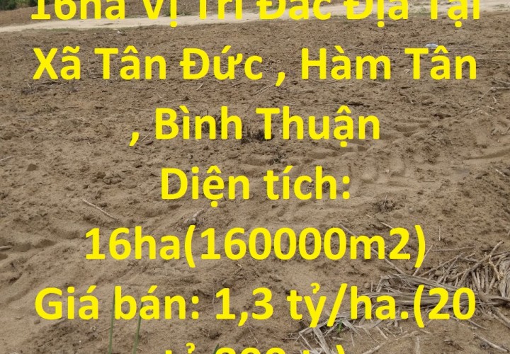 Cần Bán Nhanh Lô Đất  16ha Vị Trí Đắc Địa Tại Xã Tân Đức , Hàm Tân , Bình Thuận