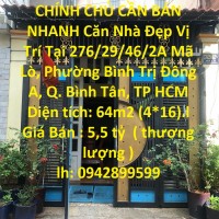 CHÍNH CHỦ CẦN BÁN NHANH Căn Nhà Đẹp Vị Trí Tại Quận Bình Tân, TP HCM