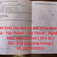 CHÍNH CHỦ Cần Bán Lô Đất Vị Trí Đẹp Tại Thị Tứ - Tân Thành - Yên Thành - Nghệ An