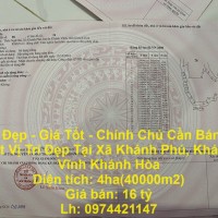 Đất Đẹp - Giá Tốt - Chính Chủ Cần Bán Lô Đất Vị Trí Đẹp Tại Xã Khánh Phú, Khánh Vĩnh Khánh Hòa