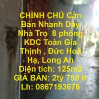 CHÍNH CHỦ Cần Bán Nhanh Dãy Nhà Trọ  8 phòng KDC Toàn Gia Thịnh , Đức Hoà Hạ, Long An