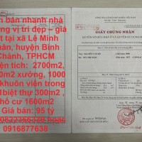 Cần bán nhanh nhà xưởng vị trí đẹp – giá tốt tại huyện Bình Chánh, TPHCM