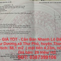 ĐẤT ĐẸP - GIÁ TỐT - Cần Bán Nhanh Lô Đất chính  chủ Vị Trí Đẹp Tại Thư Phú, Thường Tín, Hà Nội