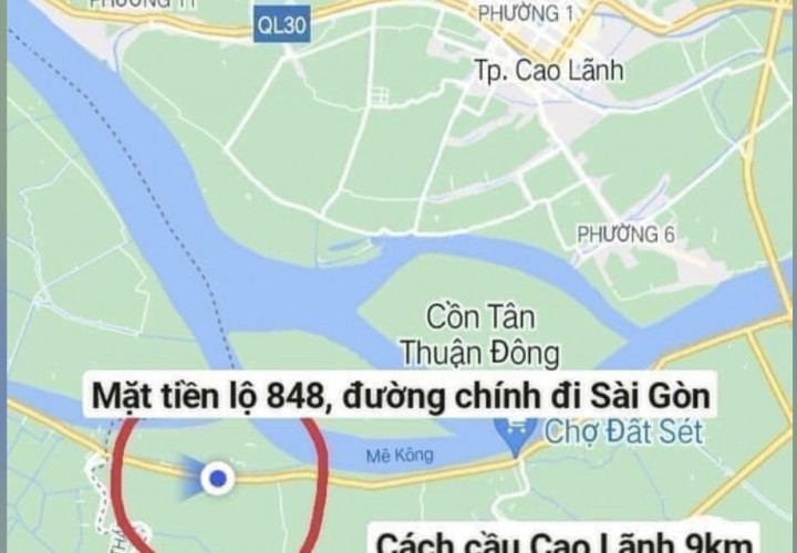 CHÍNH CHỦ Bán Đất 2 Mặt Tiền Tại Xã Mỹ An Hưng A, Lấp Vò, Đồng Tháp