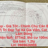 Đất Đẹp - Giá Tốt - Chính Chủ Cần Bán Lô Đất Vị Trí Đẹp Tại Xã Gia Viễn, Cát Tiên, Lâm Đồng