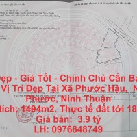 Đất Đẹp - Giá Tốt - Chính Chủ Cần Bán Lô Đất Vị Trí Đẹp Tại Xã Phước Hậu,  Ninh Phước, Ninh Thuận