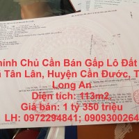 Chính Chủ Cần Bán Gấp Lô Đất ĐC Xã Tân Lân, Huyện Cần Đước, Tỉnh Long An