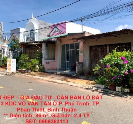 ĐẤT ĐẸP – GIÁ ĐẦU TƯ - CẦN BÁN LÔ ĐẤT A13 KDC VÕ VĂN TẦN Ở P. Phú Trinh, TP. Phan Thiết, Bình Thuận