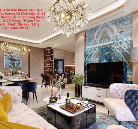 GIÁ TỐT - Cần Bán Nhanh Căn Hộ 4 Mặt Tiền Đường Tại Quận Cái Răng, TP Cần Thơ