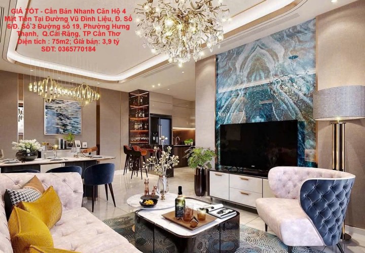 GIÁ TỐT - Cần Bán Nhanh Căn Hộ 4 Mặt Tiền Đường  Tại Quận Cái Răng, TP Cần Thơ