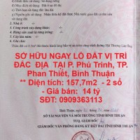 SỞ HỮU NGAY LÔ ĐẤT VỊ TRÍ ĐẮC  ĐỊA  TẠI P. Phú Trinh, TP. Phan Thiết, Bình Thuận