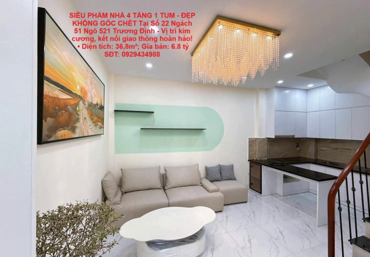 SIÊU PHẨM NHÀ 4 TẦNG 1 TUM - ĐẸP KHÔNG GÓC CHẾT Tại 521 Trương Định