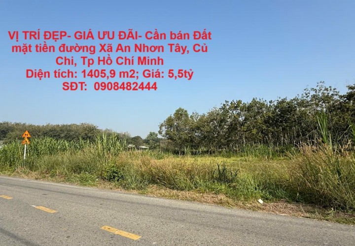 VỊ TRÍ ĐẸP- GIÁ ƯU ĐÃI- Cần bán Đất mặt tiền đường Xã An Nhơn Tây, Củ Chi, Tp Hồ Chí Minh