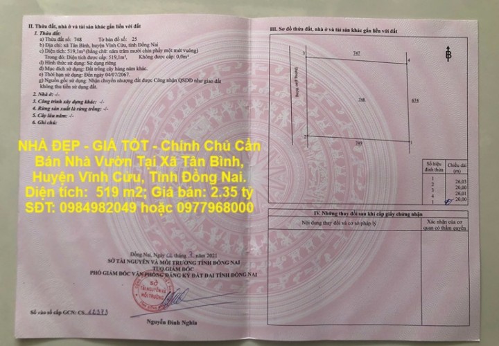 NHÀ ĐẸP - GIÁ TỐT - Chính Chủ Cần Bán Nhà Vườn Tại Xã Tân Bình, Huyện Vĩnh Cửu, Tỉnh Đồng Nai.