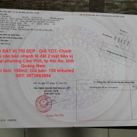 LÔ ĐẤT VỊ TRÍ ĐẸP - GIÁ TỐT- Chính chủ cần bán nhanh lô đất 2 mặt tiền vị trí tại tp Hội An, tỉnh Quảng Nam