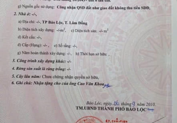 ĐẤT SIÊU ĐẸP  - GIÁ ĐẦU TƯ CHÍNH CHỦ BÁN NHANH ĐẤT TẠI  Nguyễn Việt Xuân,Xã Đam Bri, Bảo Lộc