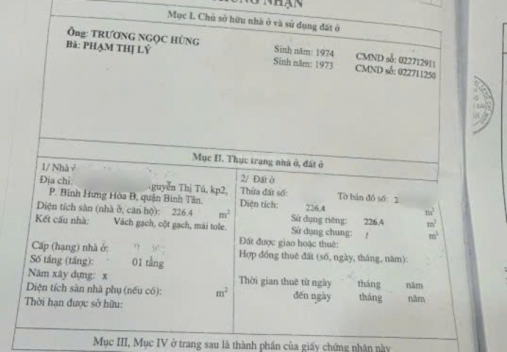 HOT HOT - CẦN BÁN 3 LÔ ĐẤT LIỀN KỀ TẠI Đường Nguyễn Thị Tú, Phường Bình Hưng Hòa B, Bình Tân, HCM