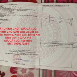 ĐẤT CHÍNH CHỦ - GIÁ CẮT LỖ  - CHÍNH CHỦ CẦN Bán Lô Đất Tại Xuân Trường, Xuân Lộc, Đồng Nai