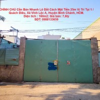 CHÍNH CHỦ Cần Bán Nhanh Lô Đất Cách Mặt Tiền 25m Vị Trí Tại Huyện Bình Chánh , TP HCM