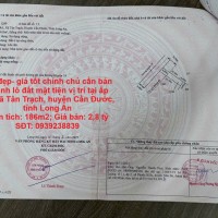 Đất đẹp- giá tốt chính chủ cần bán nhanh lô đất mặt tiện vị trí tại huyện Cần Đước, tỉnh Long An