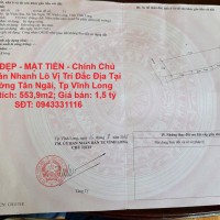 ĐẤT ĐẸP - MẶT TIỀN - Chính Chủ Cần Bán Nhanh Lô Vị Trí Đắc Địa Tại Phường Tân Ngãi, Tp Vĩnh Long
