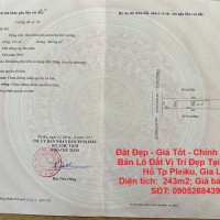 Đất Đẹp - Giá Tốt - Chính Chủ Cần Bán Lô Đất Vị Trí Đẹp Tại Xã Biển Hồ Tp Pleiku, Gia Lai