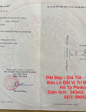 Đất Đẹp - Giá Tốt - Chính Chủ Cần Bán Lô Đất Vị Trí Đẹp Tại Xã Biển Hồ Tp Pleiku, Gia Lai