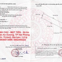 ĐẤT CHÍNH CHỦ - MẶT TIỀN - Xã An Hoà, Huyện An Dương, TP Hải Phòng