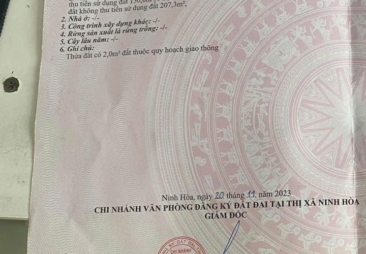 LÔ ĐẤT VỊ TRÍ ĐẸP- ĐẦU TƯ LÀ SINH LỜI Chính chủ Cần bán nhanh lô đất tại thị xã Ninh Hòa, tỉnh Khánh Hòa